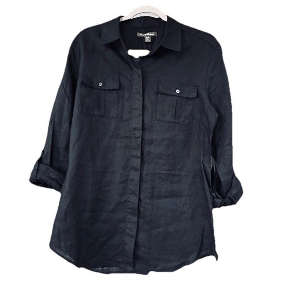 Tommy Bahama Navy Button-Down Linen Shirt